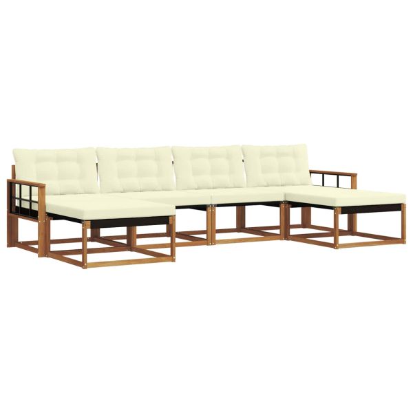 Комплект дивани за открито 6 pcs Натурален и Крема