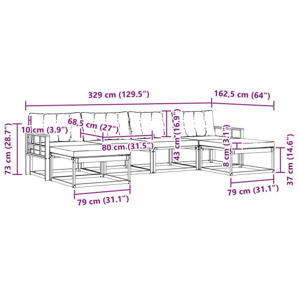 Комплект дивани за открито 6 pcs Натурален и Крема