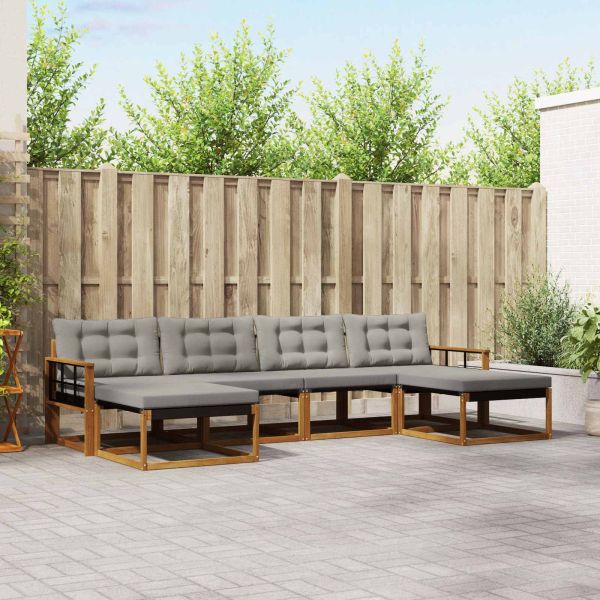 Комплект дивани за открито 6 pcs Естествено и светло сиво