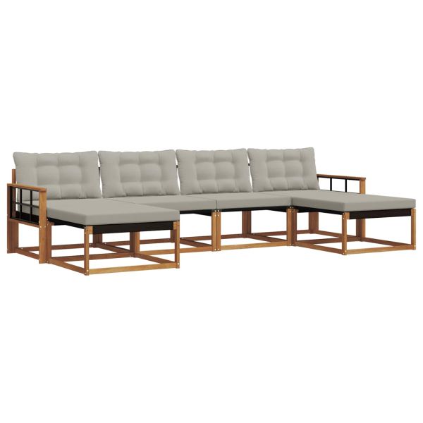 Комплект дивани за открито 6 pcs Естествено и светло сиво