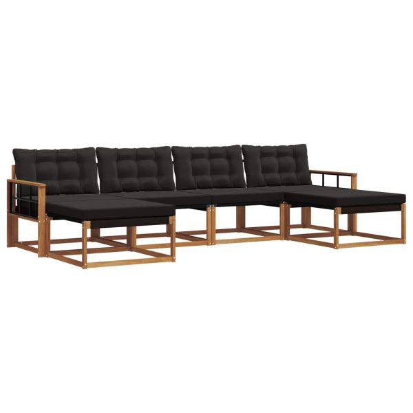 Комплект дивани за открито 6 pcs Естествено и черно