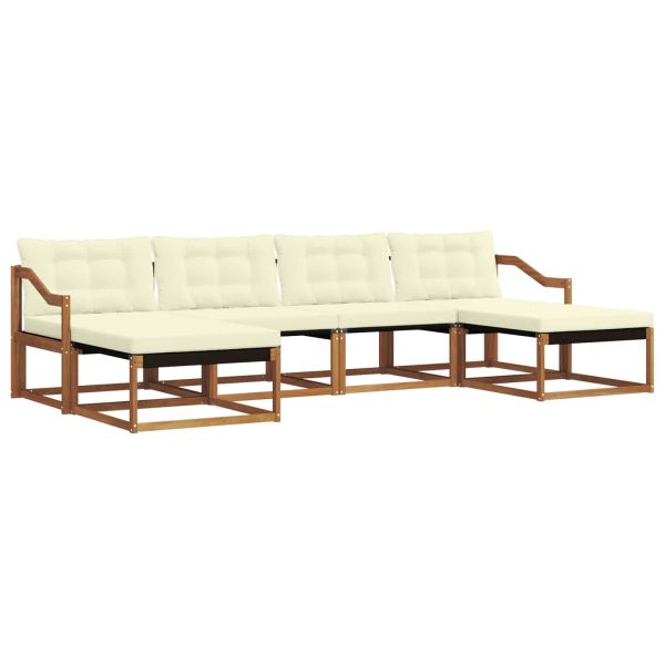 Комплект дивани за открито 6 pcs Натурален и Крема