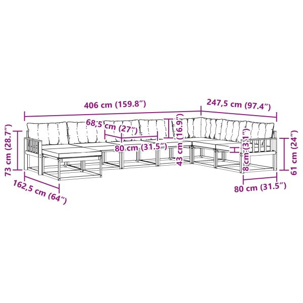 Комплект дивани за открито 24 pcs Натурален и Крема