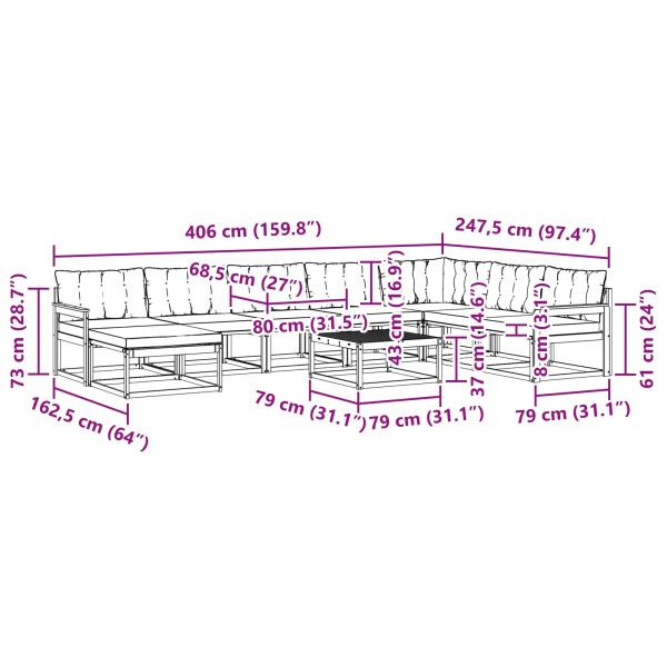 Комплект дивани за открито 25 pcs Натурален и Крема