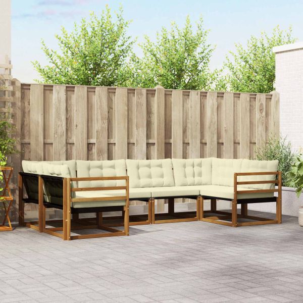 Комплект дивани за открито 6 pcs Натурален и Крема