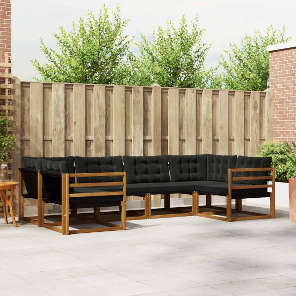 Комплект дивани за открито 6 pcs Естествено и черно