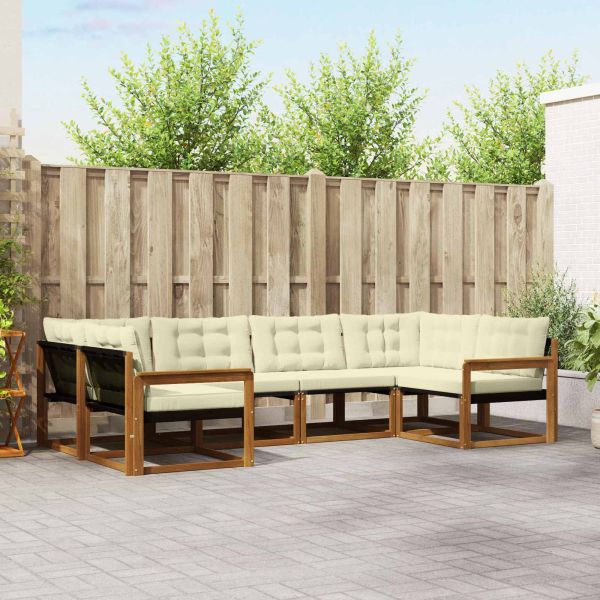 Комплект дивани за открито 6 pcs Натурален и Крема