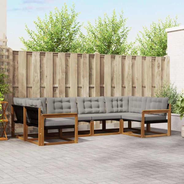 Комплект дивани за открито 6 pcs Естествено и светло сиво