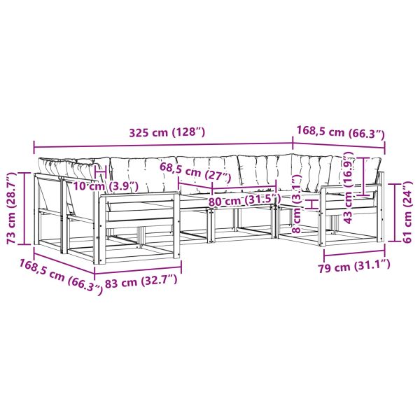 Комплект дивани за открито 6 pcs Естествено и черно