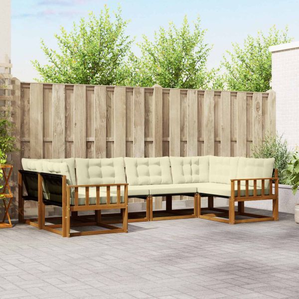 Комплект дивани за открито 6 pcs Натурален и Крема