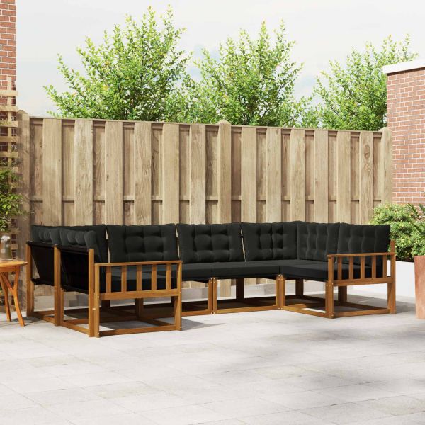 Комплект дивани за открито 6 pcs Естествено и черно