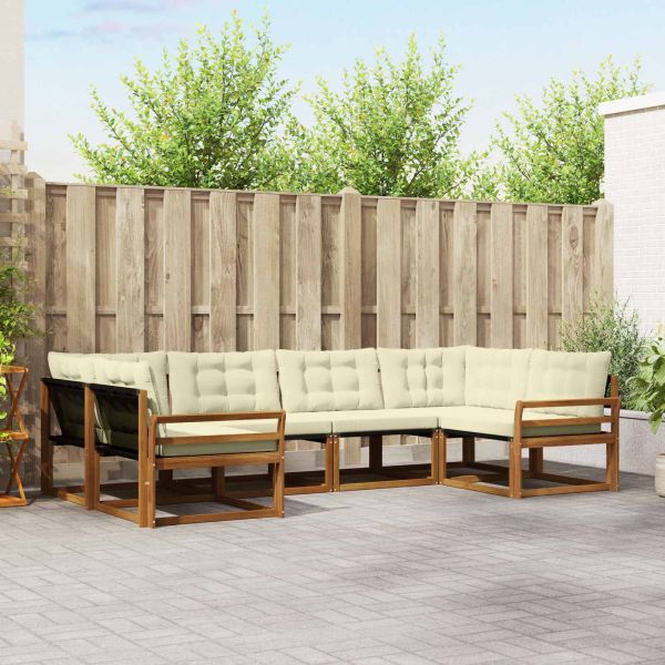 Комплект дивани за открито 6 pcs Натурален и Крема