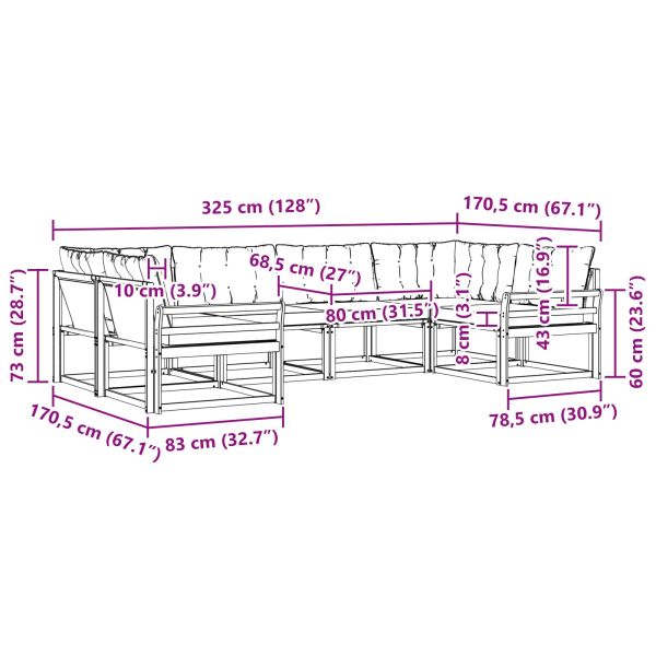 Комплект дивани за открито 6 pcs Естествено и черно