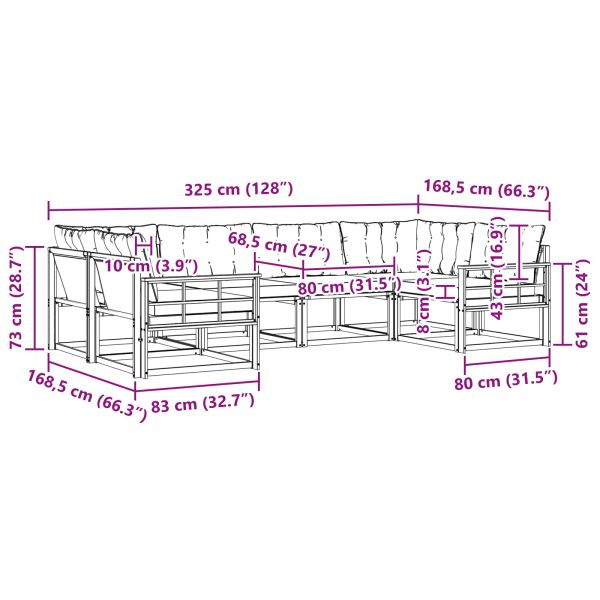 Комплект дивани за открито 6 pcs Натурален и Крема