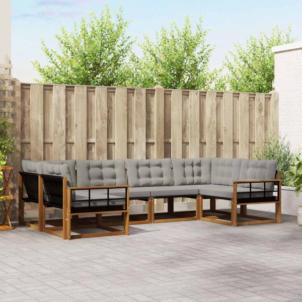 Комплект дивани за открито 6 pcs Естествено и светло сиво