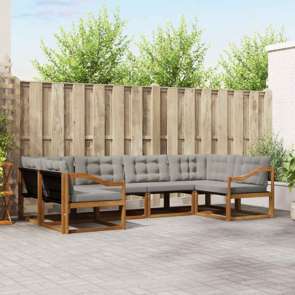 Комплект дивани за открито 6 pcs Естествено и светло сиво