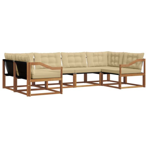 Комплект дивани за открито 6 pcs Натурален и Бежов