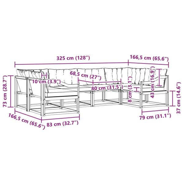 Комплект дивани за открито 6 pcs Натурален и Бежов