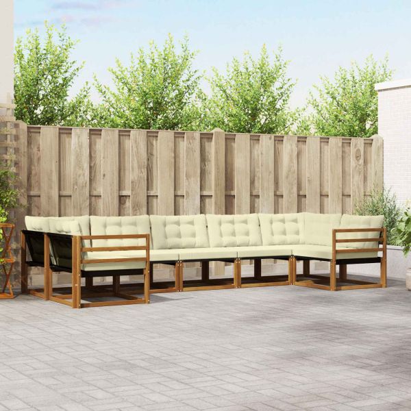 Комплект дивани за открито 7 pcs Натурален и Крема