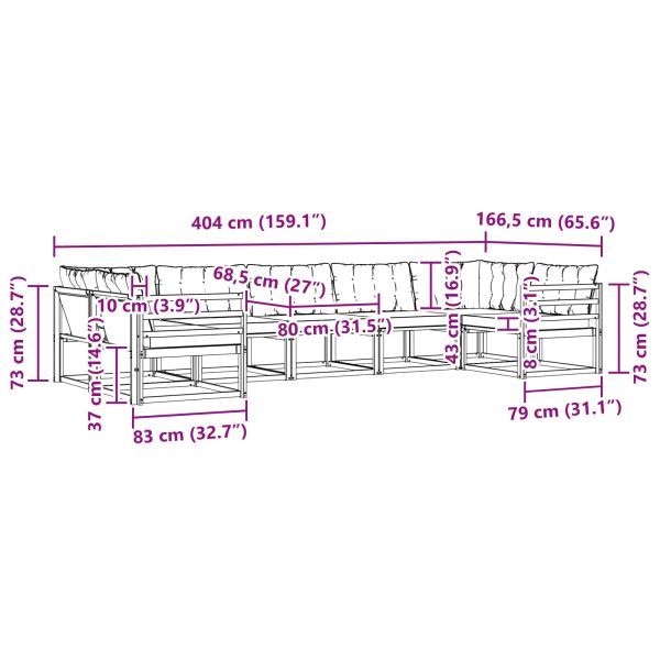 Комплект дивани за открито 7 pcs Натурален и Бежов