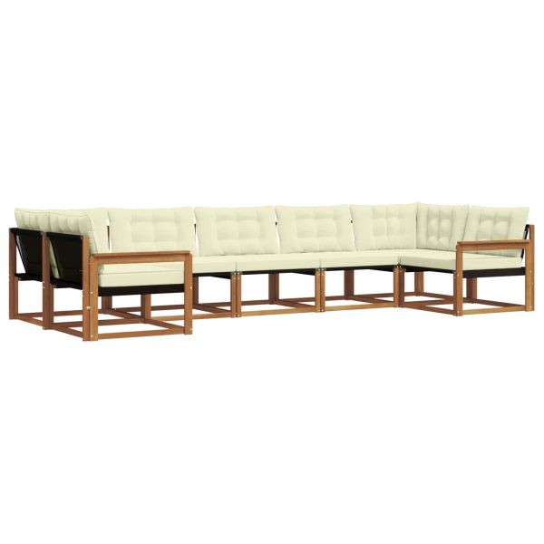 Комплект дивани за открито 7 pcs Натурален и Крема