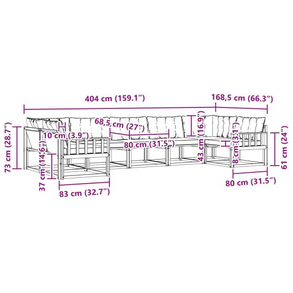 Комплект дивани за открито 7 pcs Естествено и светло сиво