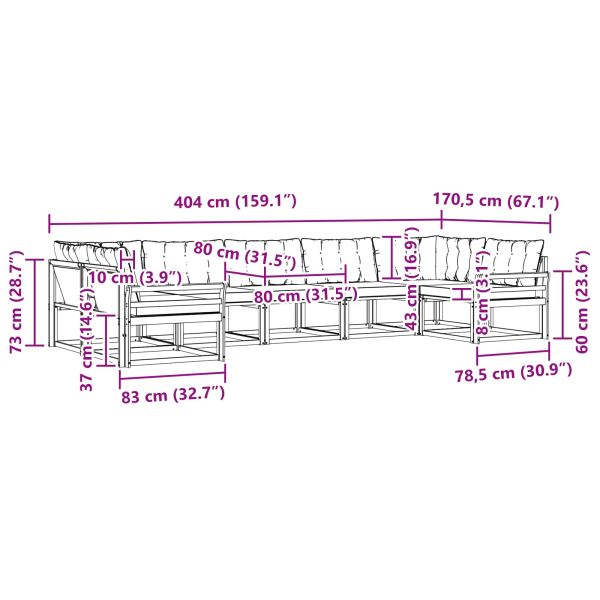 Комплект дивани за открито 7 pcs Естествено и светло сиво