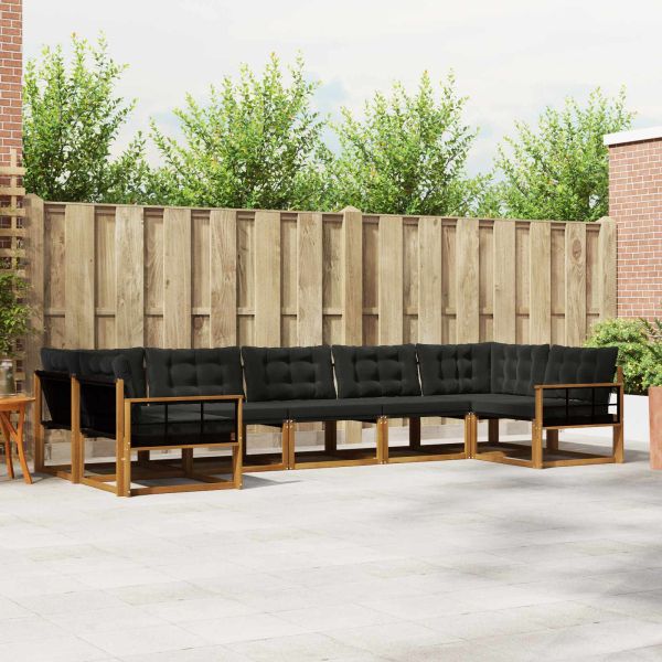 Комплект дивани за открито 7 pcs Естествено и черно