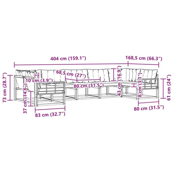 Комплект дивани за открито 7 pcs Естествено и черно