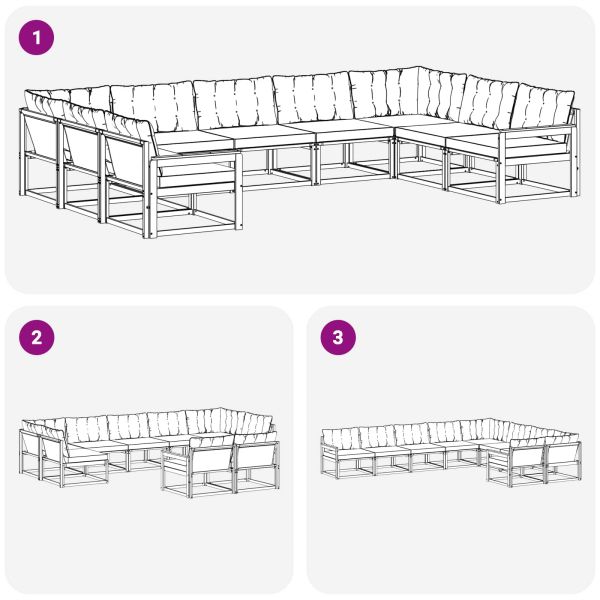 Комплект дивани за открито 9 pcs Естествено и черно