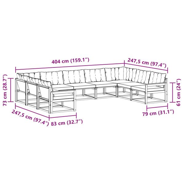 Комплект дивани за открито 9 pcs Естествено и черно