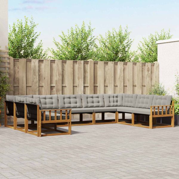 Комплект дивани за открито 9 pcs Естествено и светло сиво