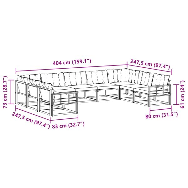 Комплект дивани за открито 9 pcs Натурален и Крема