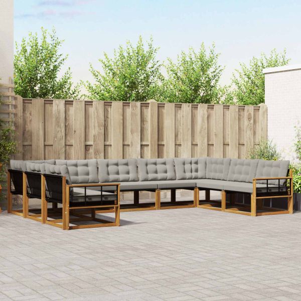 Комплект дивани за открито 9 pcs Естествено и светло сиво