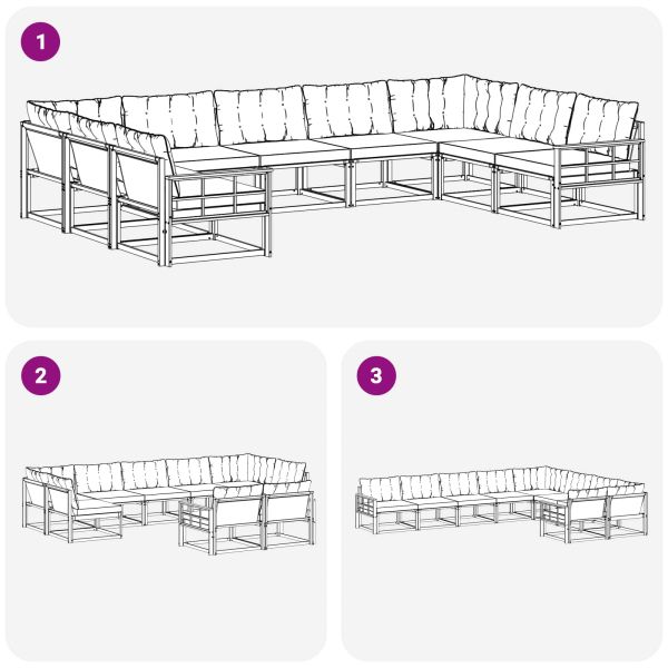 Комплект дивани за открито 9 pcs Натурален и Бежов