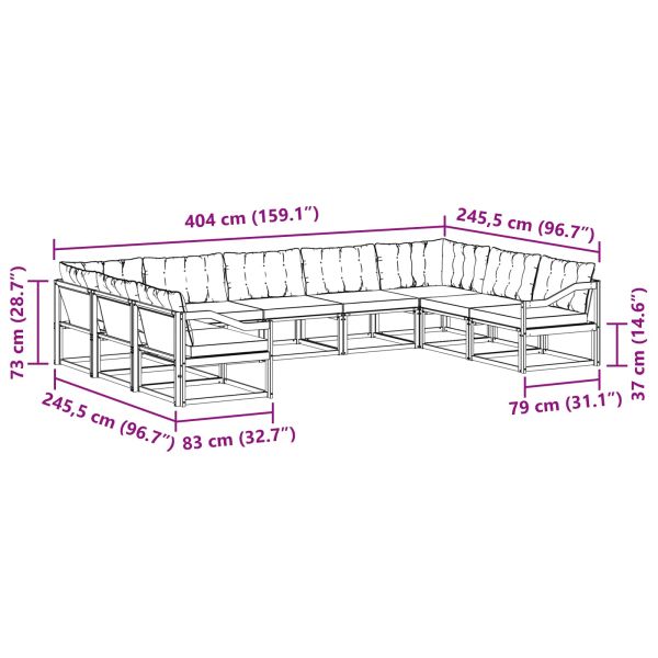 Комплект дивани за открито 9 pcs Естествено и черно