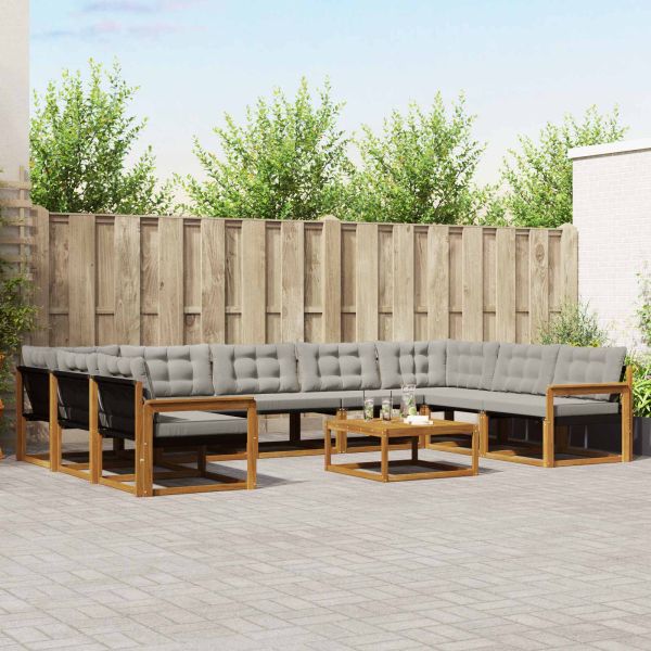 Комплект дивани за открито 10 pcs Естествено и светло сиво