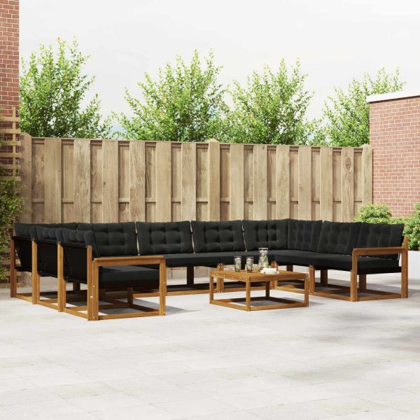 Комплект дивани за открито 10 pcs Естествено и черно