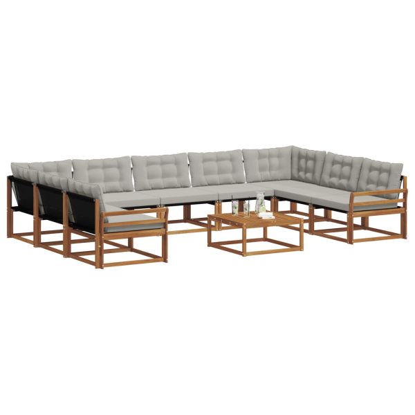 Комплект дивани за открито 10 pcs Естествено и светло сиво