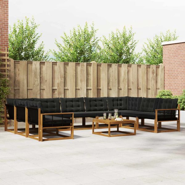 Комплект дивани за открито 10 pcs Естествено и черно