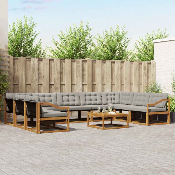 Комплект дивани за открито 10 pcs Естествено и светло сиво