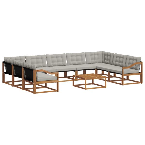 Комплект дивани за открито 10 pcs Естествено и светло сиво