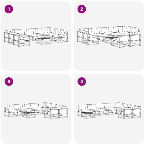 Комплект дивани за открито 10 pcs Естествено и черно