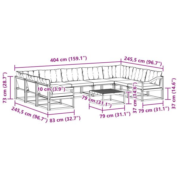 Комплект дивани за открито 10 pcs Натурален и Бежов
