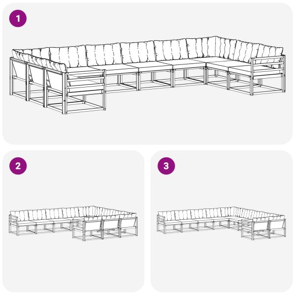 Комплект дивани за открито 10 pcs Натурален и Крема