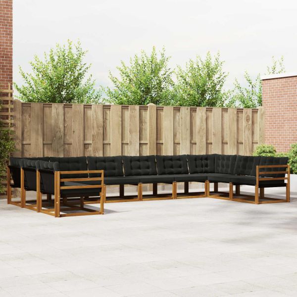 Комплект дивани за открито 10 pcs Естествено и черно