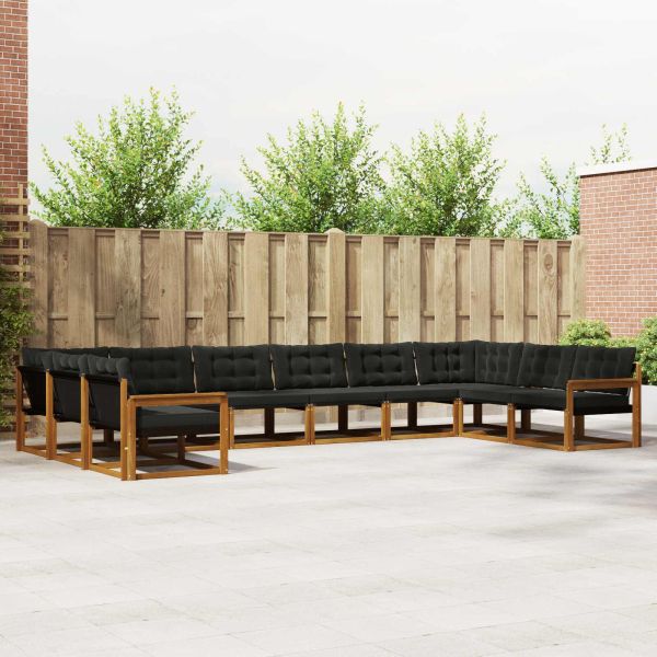 Комплект дивани за открито 10 pcs Естествено и черно