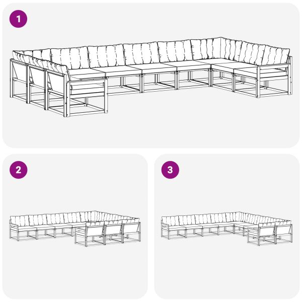 Комплект дивани за открито 10 pcs Естествено и черно