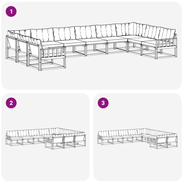 Комплект дивани за открито 10 pcs Натурален и Крема