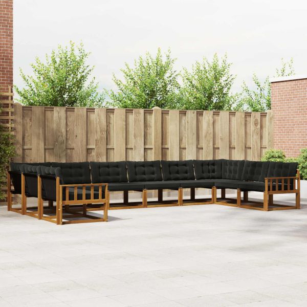 Комплект дивани за открито 10 pcs Естествено и черно